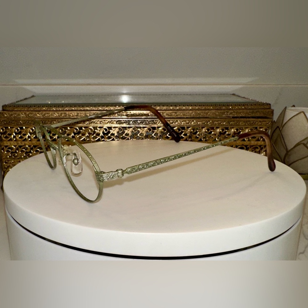 VTG Japanese Rx Eyeglass Frames Embossed Patterned Silver Arms/Tort Tips VGUC - Picture 10 of 17